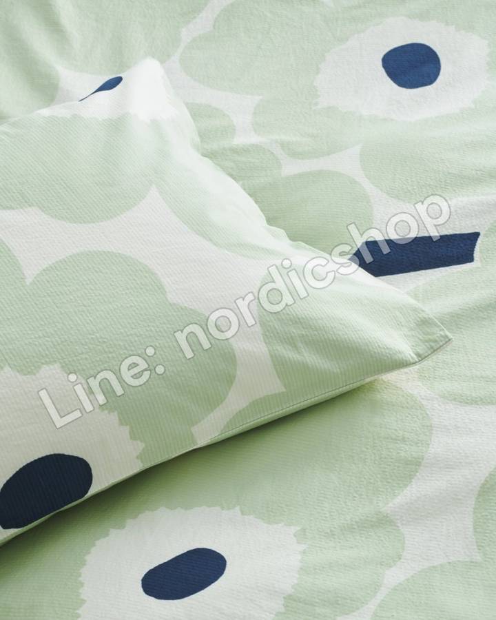 Marimekko Unikko 被套 150x210 cm・米白、鼠尾草綠、深藍(3)