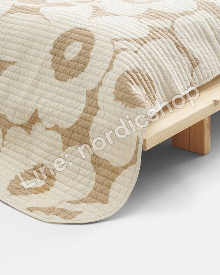 Marimekko Unikko 床罩 160x260 cm・亞麻色、米白(2)
