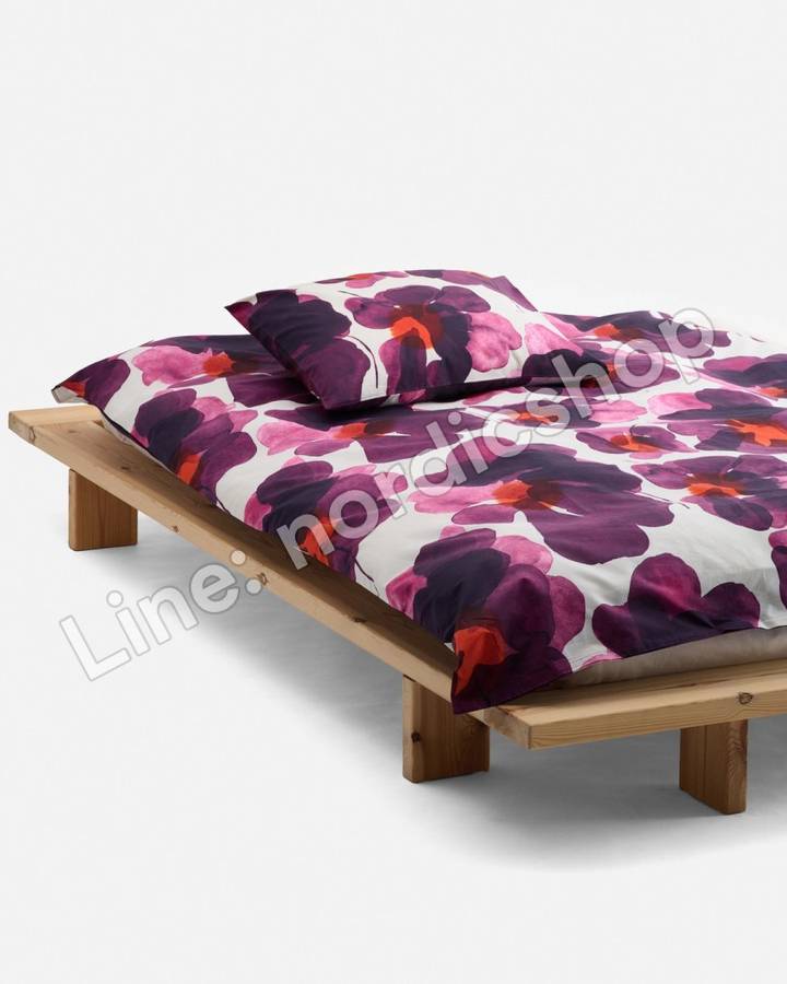 Marimekko Valssi 被套組 150x210 + 50x60・淺米色、酒紅、粉紅（2）