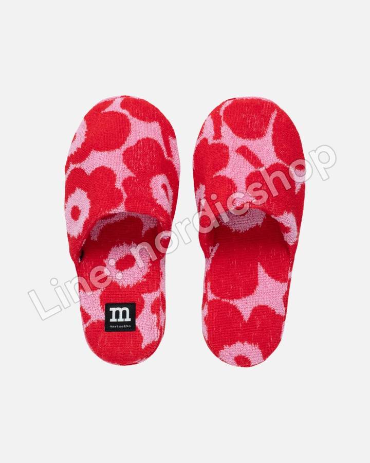 Marimekko Mini Unikko 室內拖鞋・亮粉紅、紅色