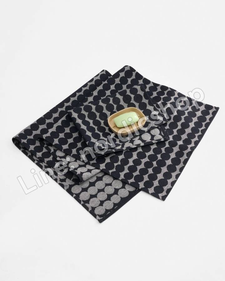 Marimekko Pieni Räsymatto 桑拿坐巾 46x150 cm・黑色、淺米色（3）