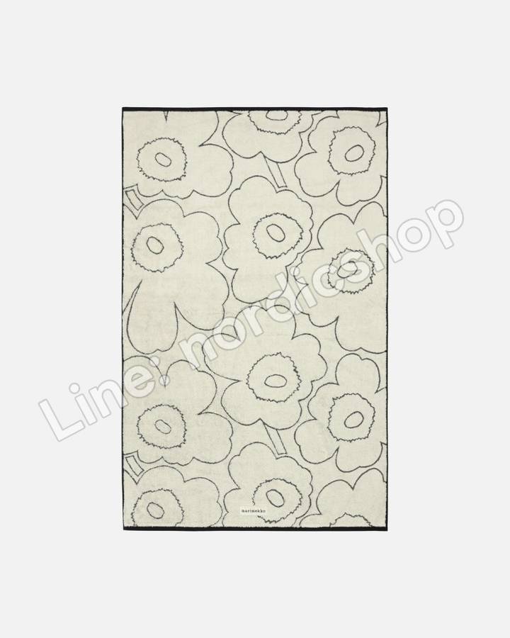 Marimekko Piirto Unikko 浴巾 100x160 cm・米白、黑色（2）