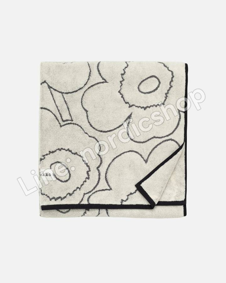 Marimekko Piirto Unikko 浴巾 100x160 cm・米白、黑色（3）