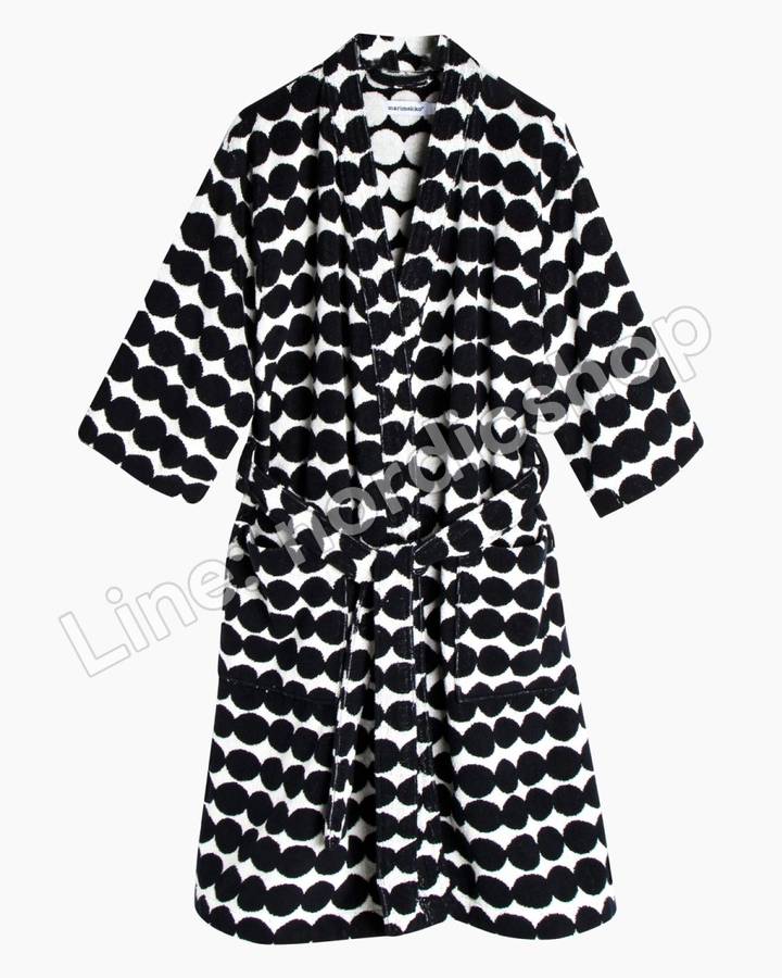 Marimekko Räsymatto 浴袍・白色、黑色