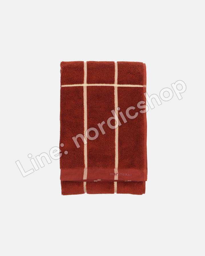 Marimekko Tiiliskivi 浴巾 70x150 cm・磚紅、李子紫、乾草綠（2）