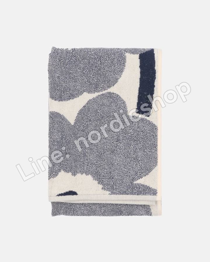 Marimekko Unikko 浴巾 70x150 cm・米白、藍莓色（2）