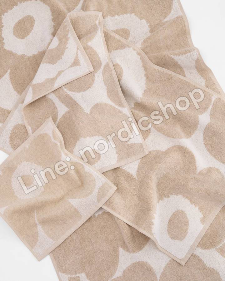 Marimekko Unikko 浴巾 70x150 cm・米白、亞麻色（3）