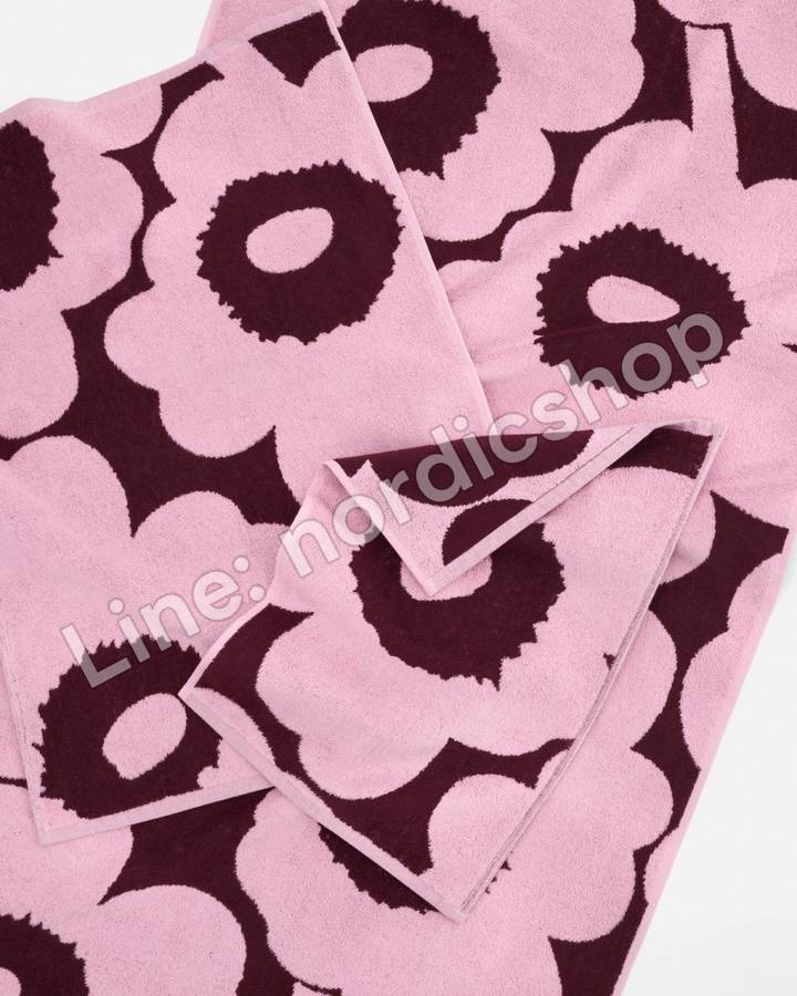 Marimekko Unikko 浴巾 70x150 cm・李子紫、粉紅(3)
