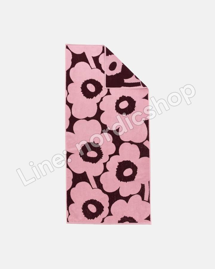 Marimekko Unikko 浴巾 70x150 cm・李子紫、粉紅