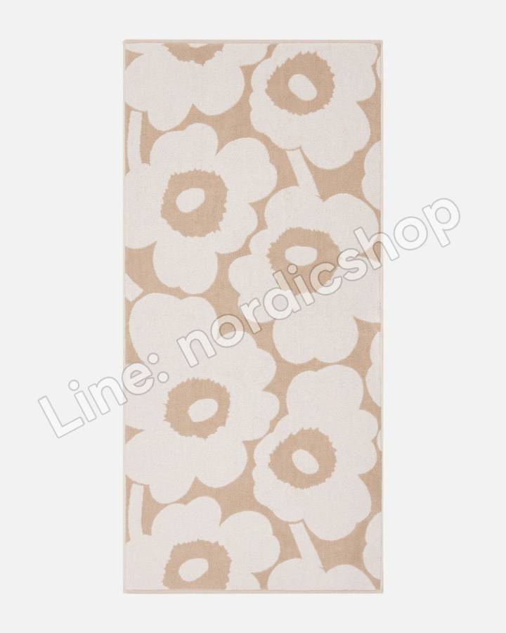Marimekko Unikko 浴巾 70x150 cm・米色、白色(2)
