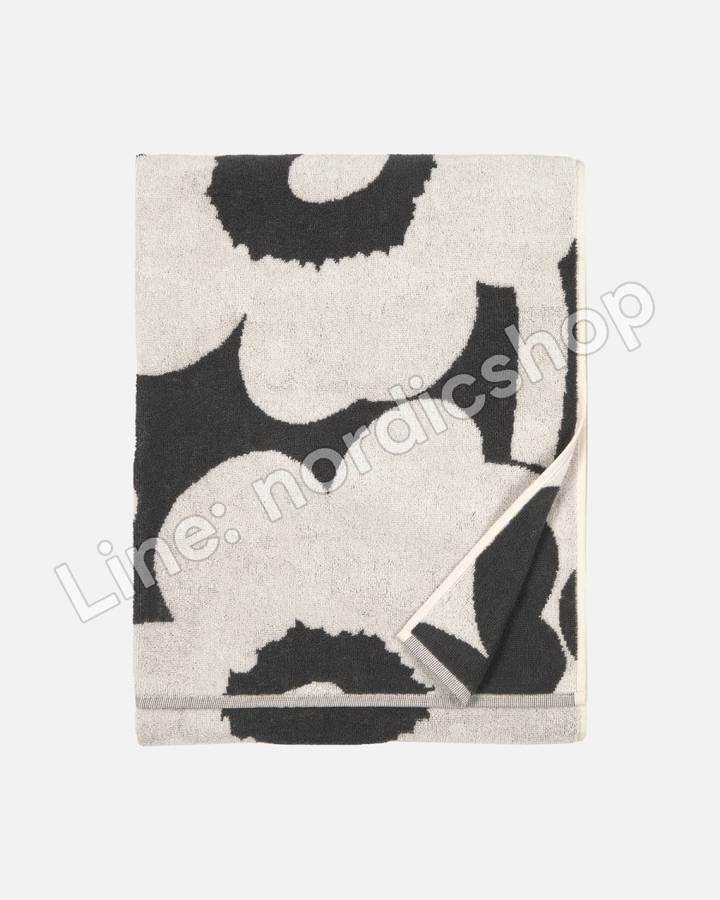 Marimekko Unikko 浴巾 70x150 cm・炭灰、米白(2)