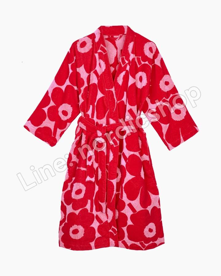 Marimekko Unikko 浴袍・亮粉紅、紅色