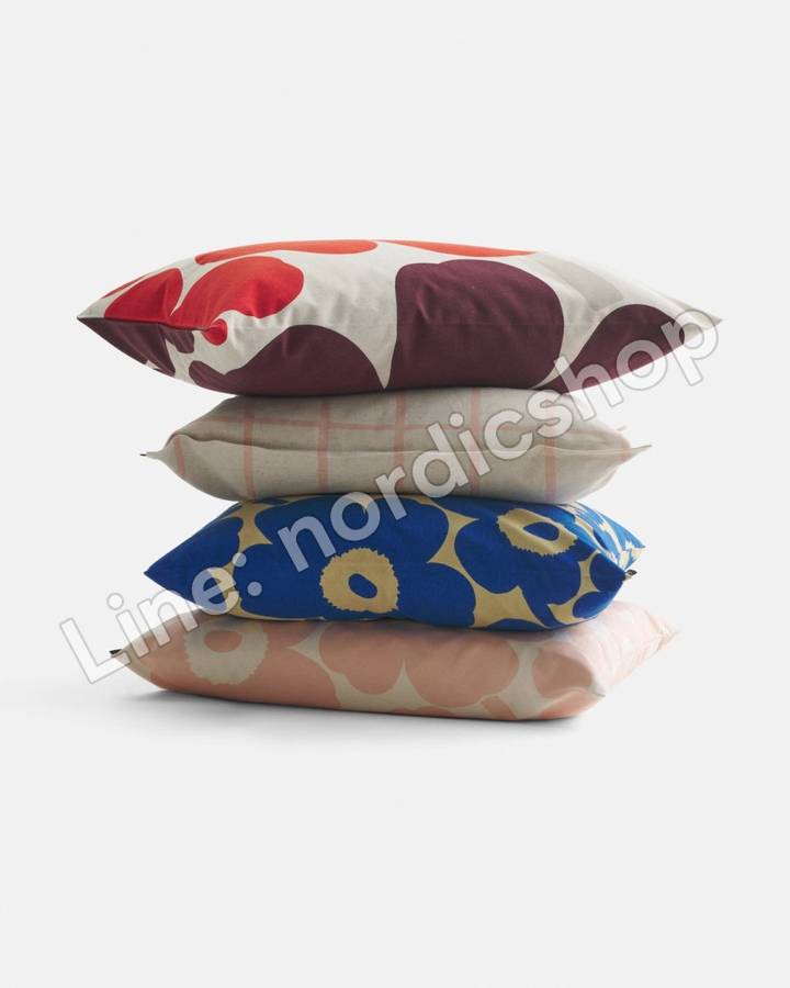 Marimekko Pieni Unikko 抱枕套 50x50 cm・原棉色、蜜桃色(2)