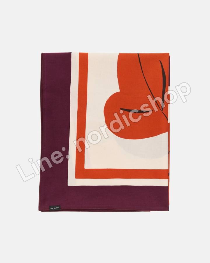 Marimekko Kukasta kukkaan 桌巾 140x140 cm・乾草綠、李子紫、古銅色、赤陶色（2）