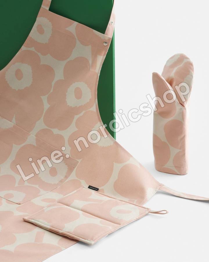 Marimekko Pieni Unikko 圍裙・原棉色、蜜桃色(2)