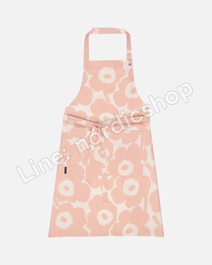 Marimekko Pieni Unikko 圍裙・原棉色、蜜桃色