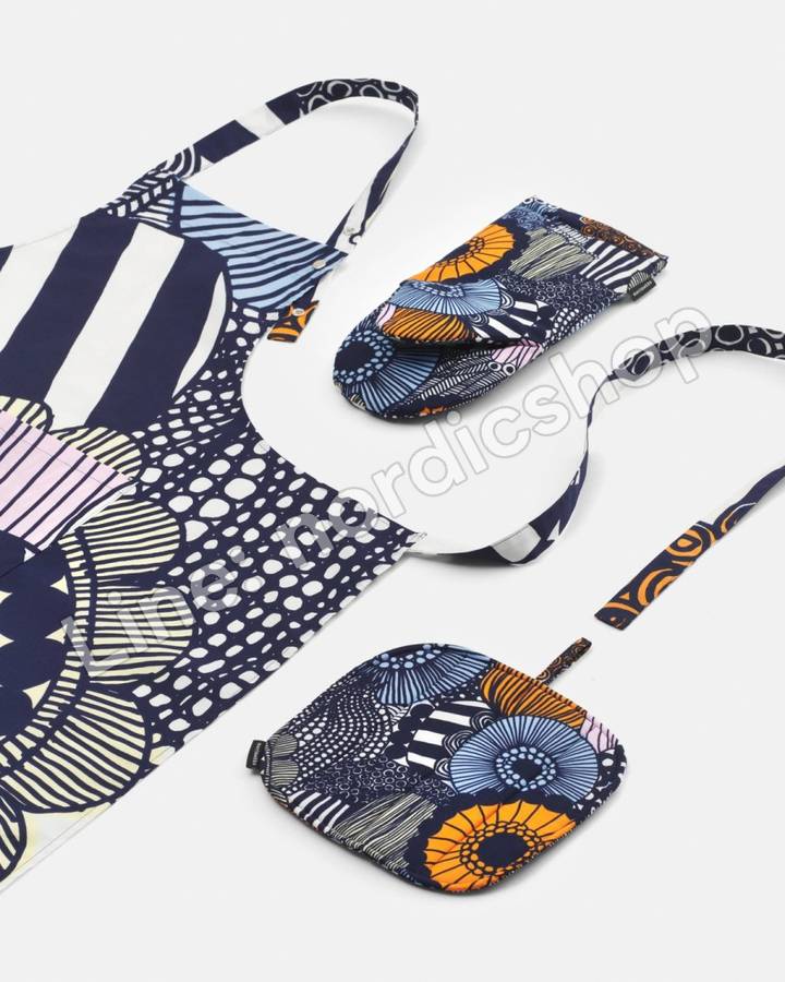 Marimekko Siirtolapuutarha 圍裙・白色、淺黃、橘色(2)