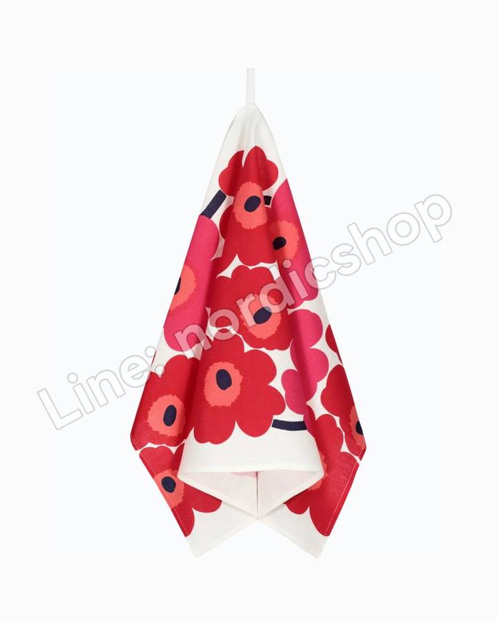 Marimekko Unikko 廚房擦巾 2 入・白色、紅色