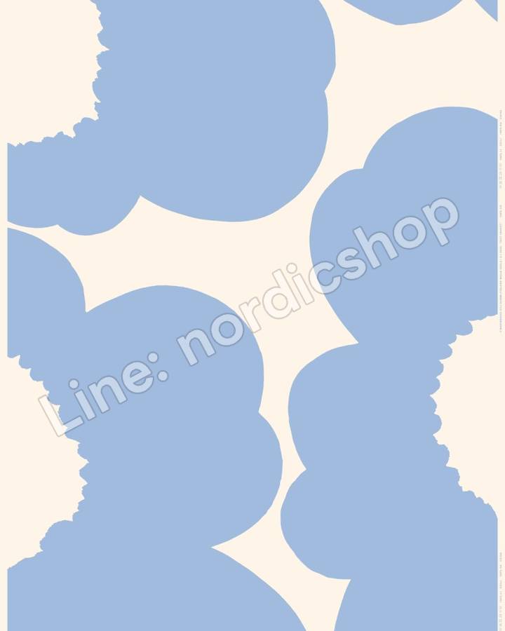 Marimekko Iso Unikko 棉緞布・淺藍、原棉色