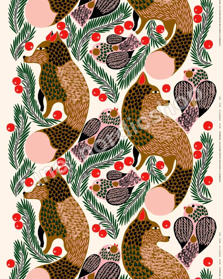 Marimekko Ketunmarja 棉布・米白、多色