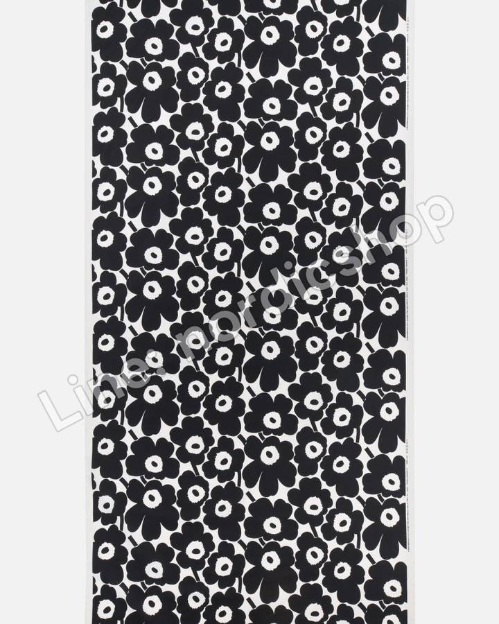 Marimekko Pieni Unikko 棉布・白色、黑色(2)