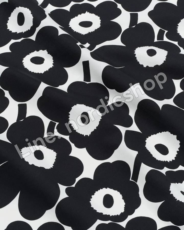 Marimekko Pieni Unikko 棉布・白色、黑色(3)