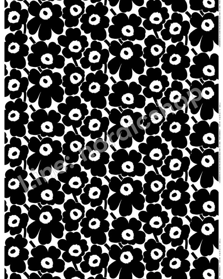 Marimekko Pieni Unikko 棉布・白色、黑色(4)