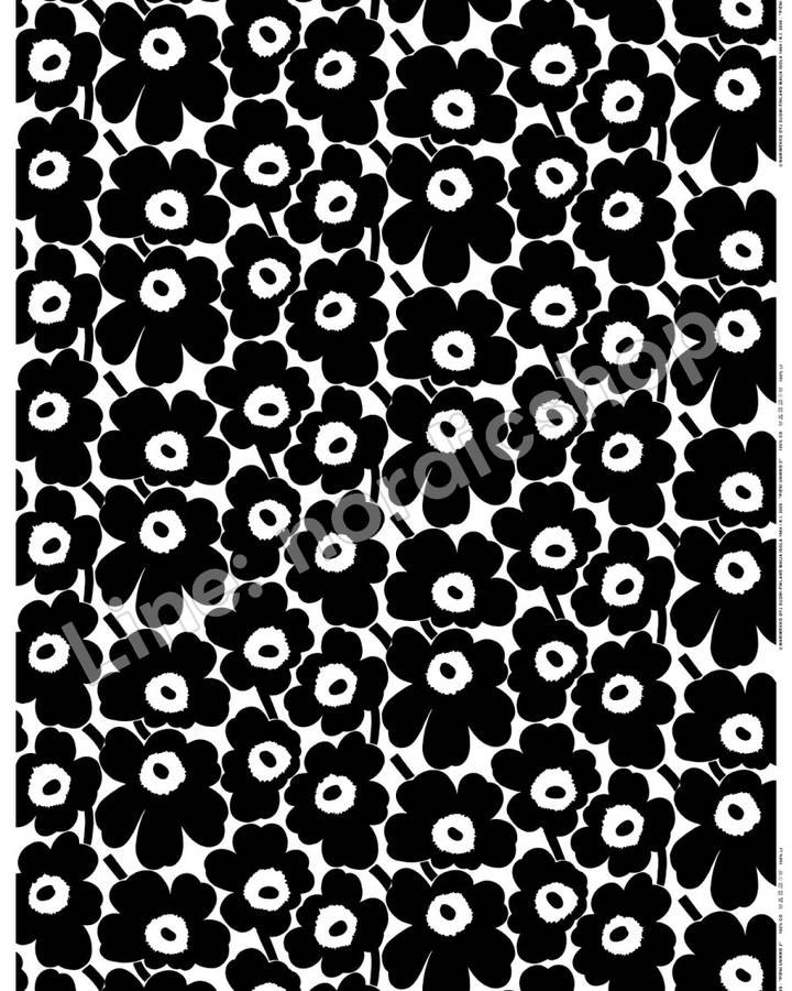 Marimekko Pieni Unikko 棉布・白色、黑色
