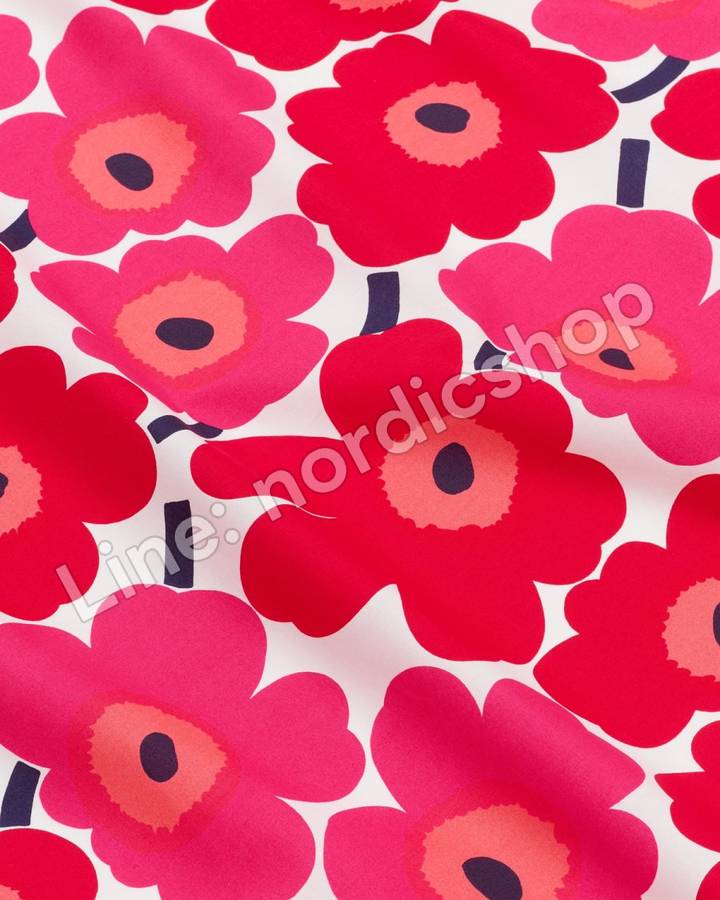 Marimekko Pieni Unikko 棉布・白色、紅色(2)