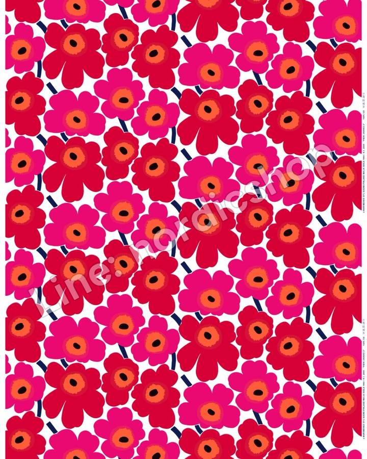 Marimekko Pieni Unikko 棉布・白色、紅色