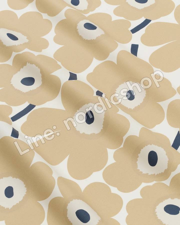 Marimekko Pieni Unikko 防水塗層棉布・米白、米色、深藍(2)
