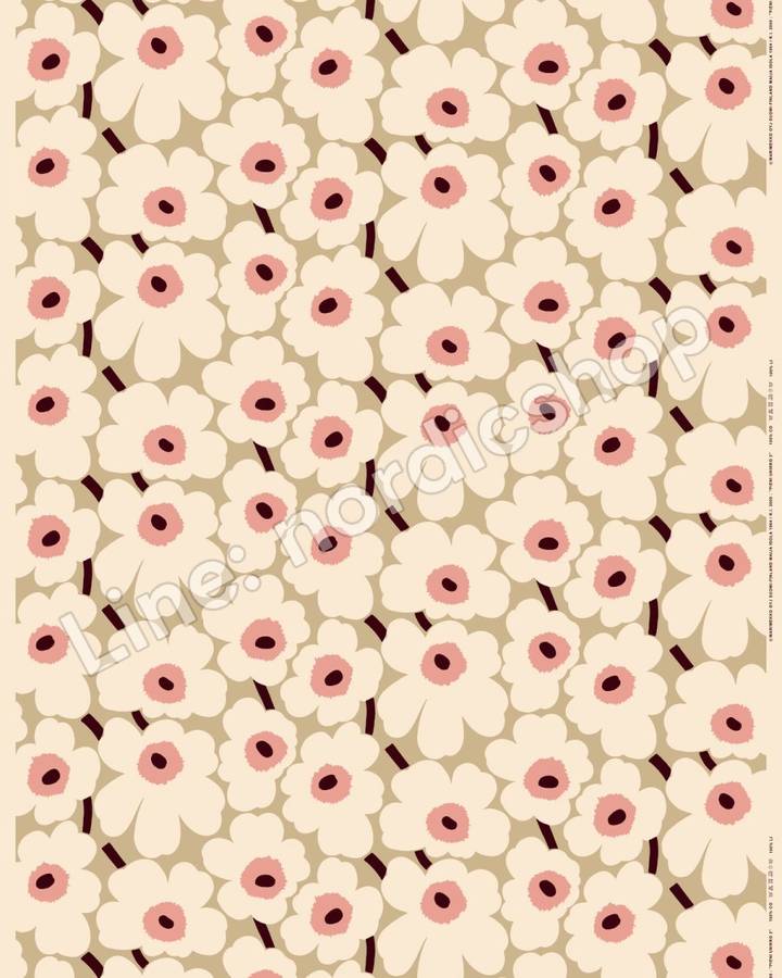 Marimekko Pieni Unikko 棉布・米色、原棉色、玫瑰粉（3）