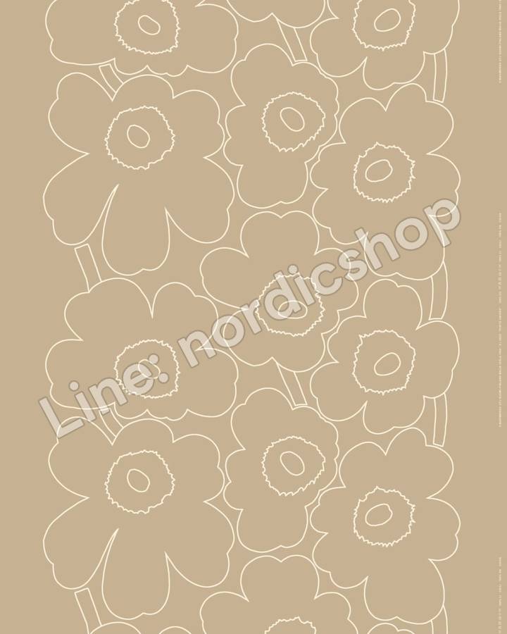 Marimekko Piirto Unikko 亞麻布・亞麻色、白色