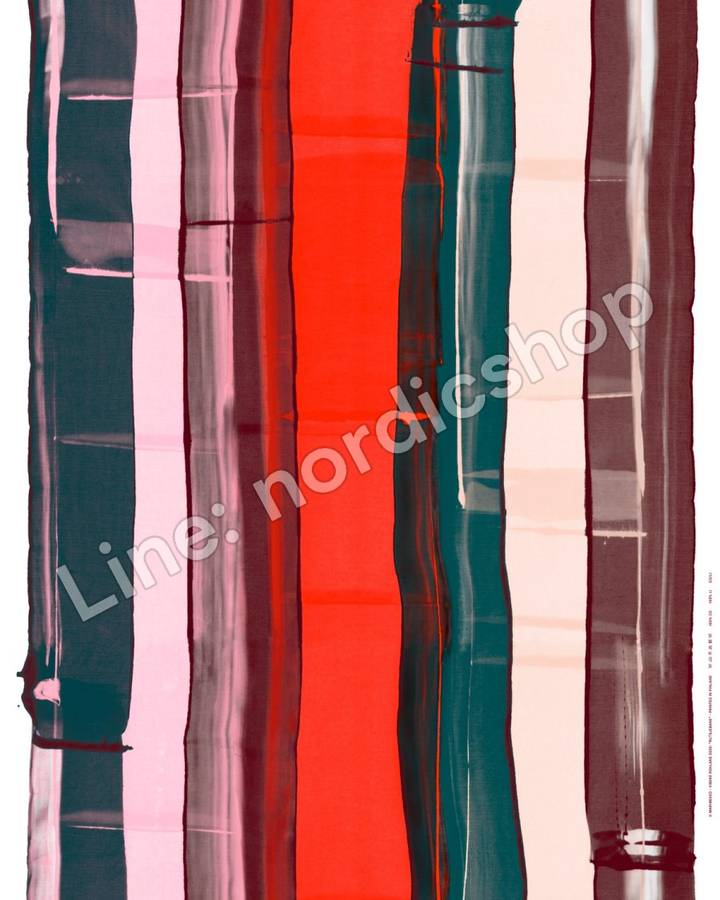 Marimekko Rutsjebane 棉布・番茄紅、石油藍、米白