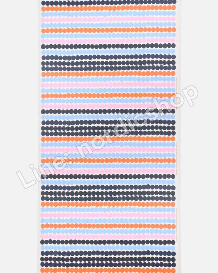 Marimekko Räsymatto 防水塗層棉布・白色、淺藍、橘色(2)