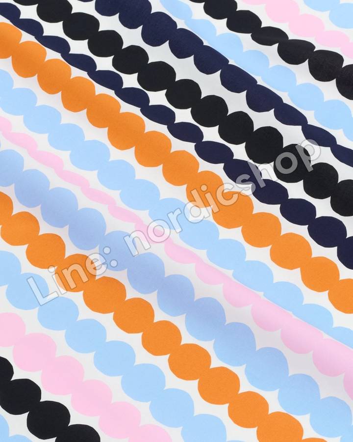 Marimekko Räsymatto 棉布・白色、淺藍、橘色(2)