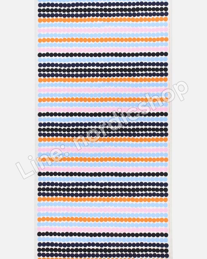 Marimekko Räsymatto 棉布・白色、淺藍、橘色
