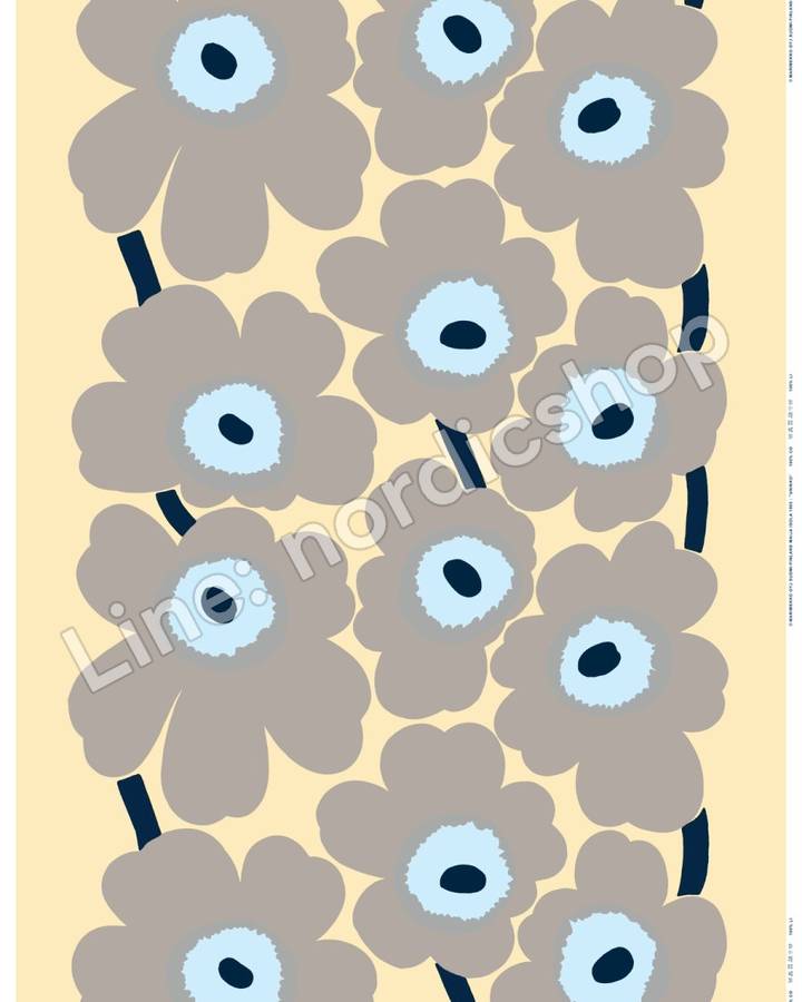 Marimekko Unikko 亞麻布・沙色、灰色、淡藍(3)