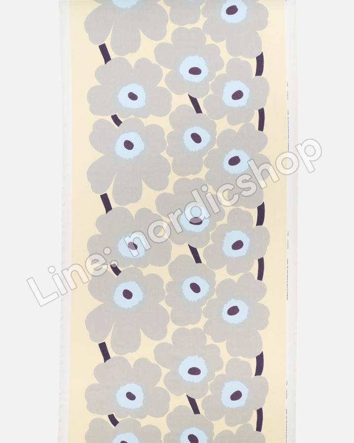Marimekko Unikko 亞麻布・沙色、灰色、淡藍
