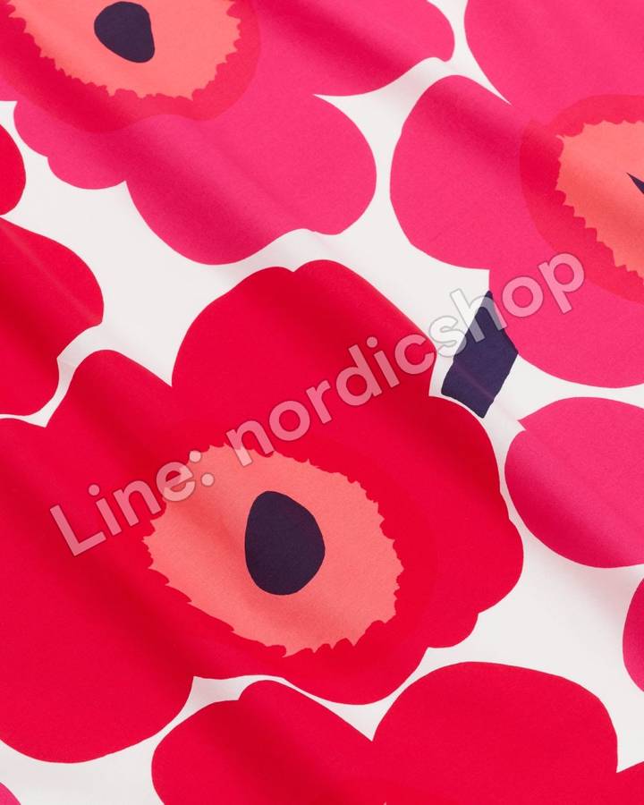 Marimekko Unikko 棉布・白色、紅色、亮粉紅（2）