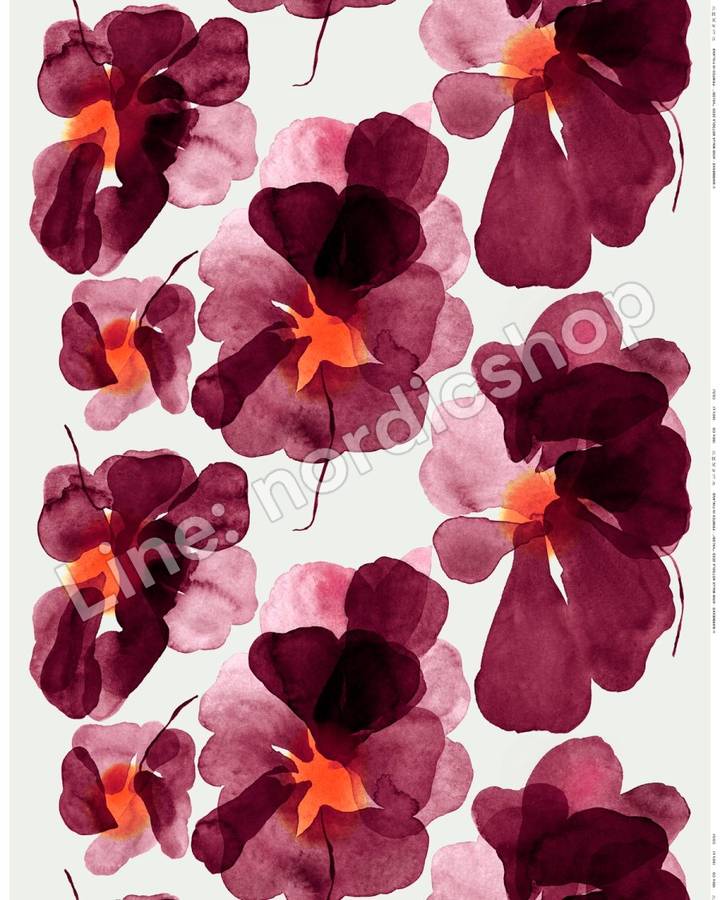 Marimekko Valssi 防水塗層棉布・淺米色、酒紅、粉紅