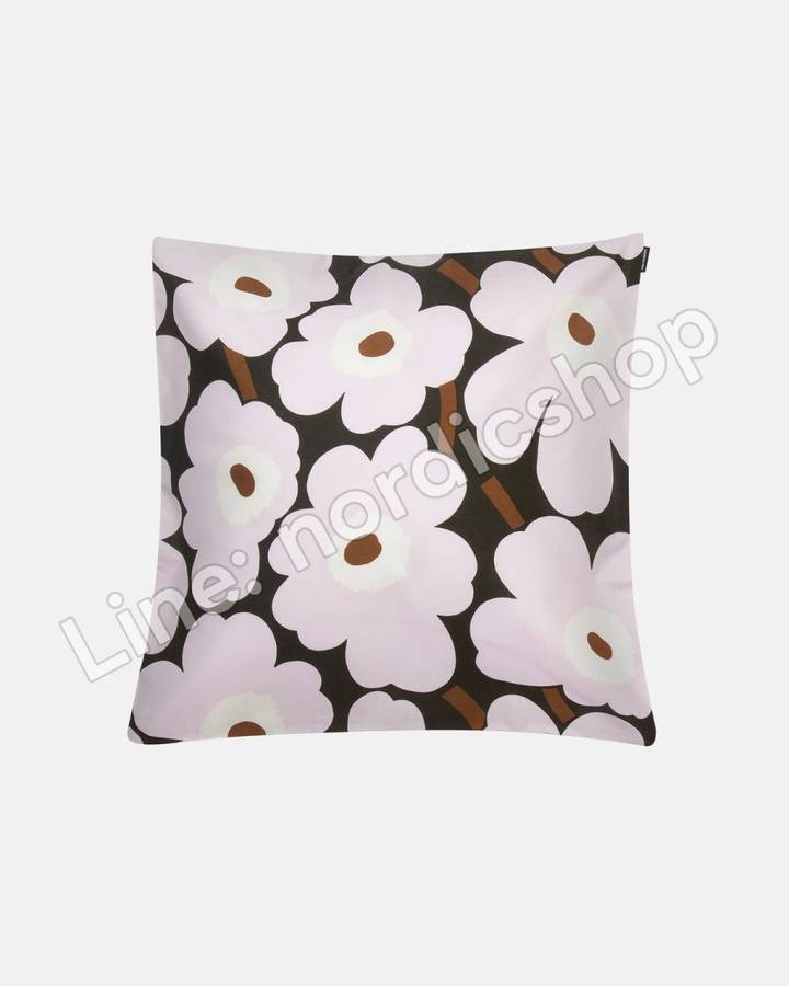 Marimekko Pieni Unikko 抱枕套 50x50 cm・深綠、粉紅、棕色