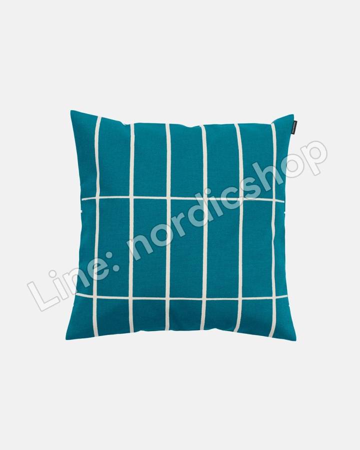 Marimekko Tiiliskivi 抱枕套 50x50 cm・石油藍、米色