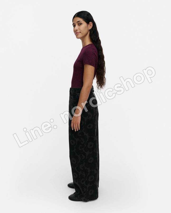 Marimekko Maridenim Loose Unikko S 牛仔褲（短版褲長）・水洗黑（2）