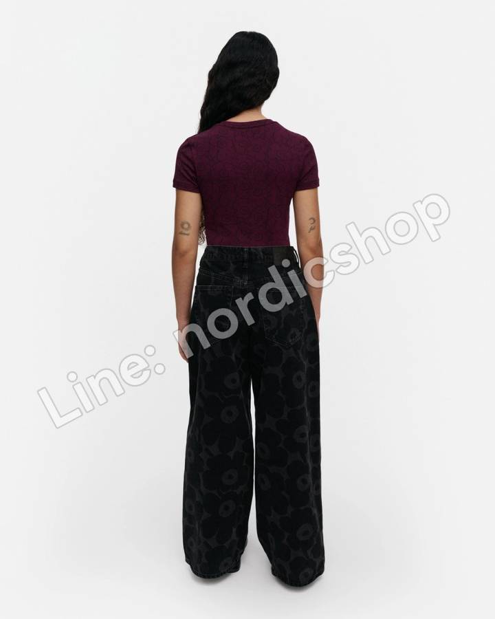 Marimekko Maridenim Loose Unikko S 牛仔褲（短版褲長）・水洗黑（3）