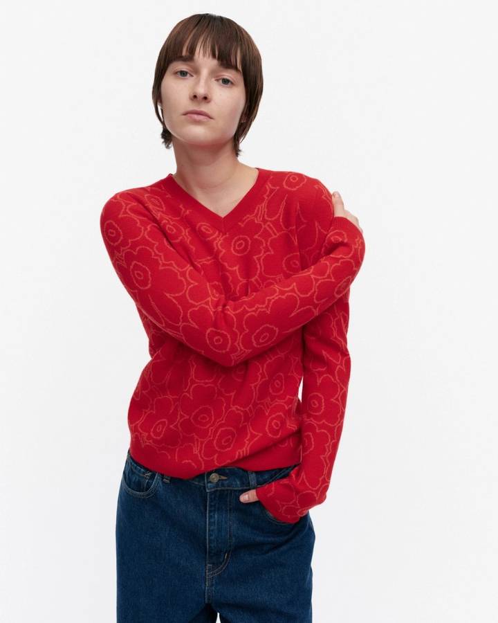 Marimekko RWS Rullata Mini Piirto Unikko 針織上衣・紅色（4）