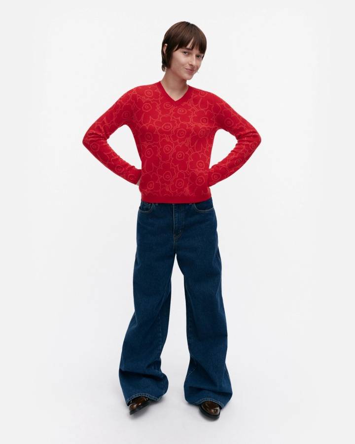Marimekko RWS Rullata Mini Piirto Unikko 針織上衣・紅色