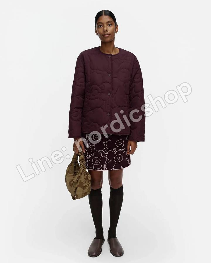 Marimekko Kapseli Piirto Unikko 絎縫外套・酒紅(2)