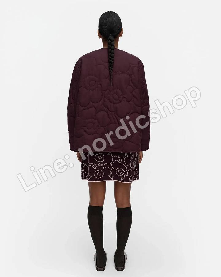 Marimekko Kapseli Piirto Unikko 絎縫外套・酒紅(3)