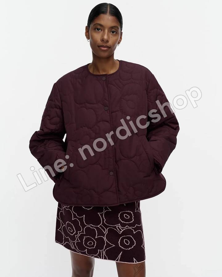 Marimekko Kapseli Piirto Unikko 絎縫外套・酒紅